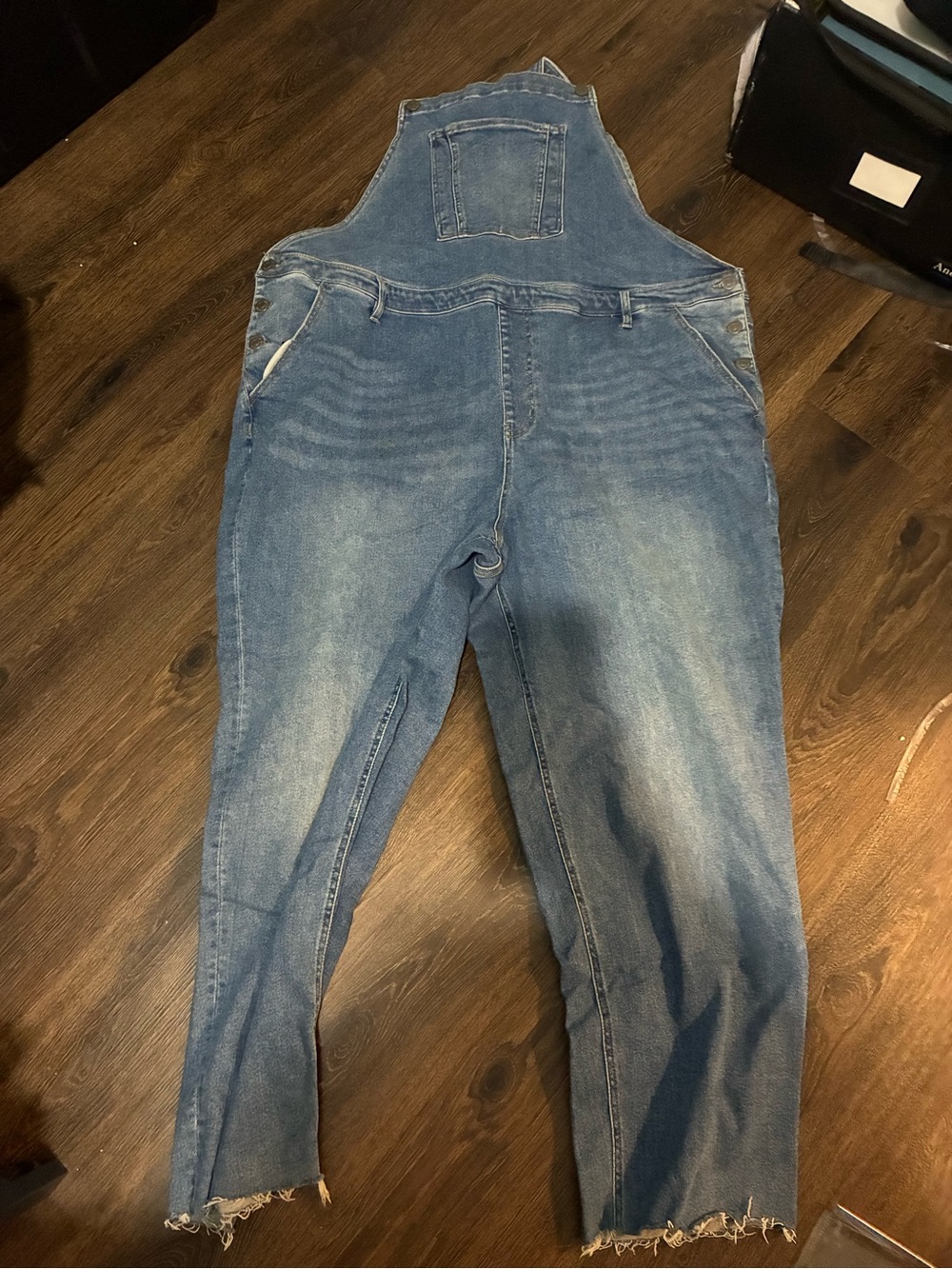 Ava & Viv Distressed Light Blue Denim Overalls